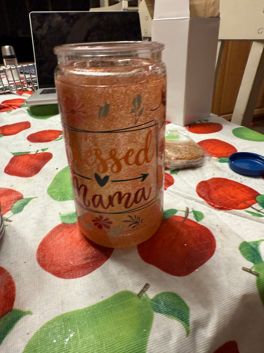 Fall blessed momma glitter snowglobe