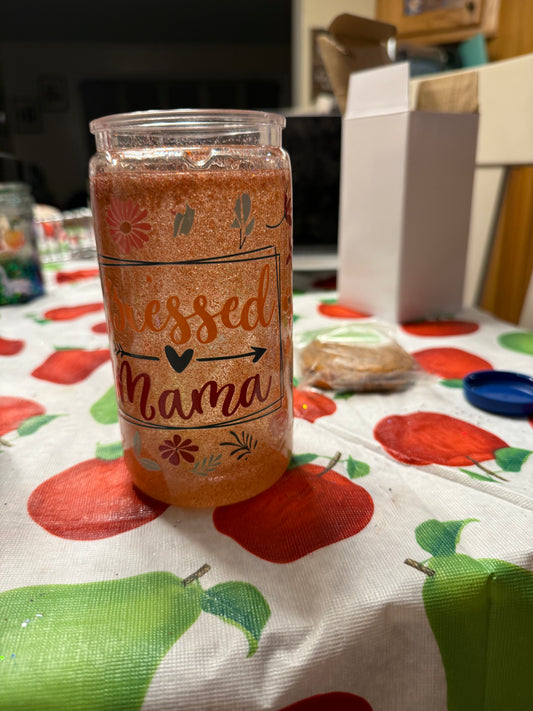 Fall blessed momma glitter snowglobe